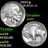 1921-p Buffalo Nickel 5c Grades Select AU