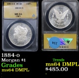 ANACS 1884-o Morgan Dollar $1 Graded Choice Unc DMPL By ANACS