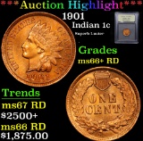 ***Auction Highlight*** 1901 Indian Cent 1c Graded GEM++ RD By USCG (fc)