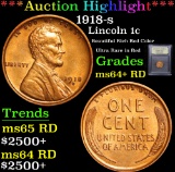 ***Auction Highlight*** 1918-s Lincoln Cent 1c Graded Choice+ Unc RD By USCG (fc)