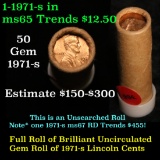 Full original shotgun roll of 1971-s Lincoln Cents 1c Uncirculated Condition . .