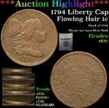 ***Auction Highlight*** 1794 Liberty Cap Flowing Hair large cent 1c Graded vf++ By USCG (fc)