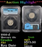 ***Auction Highlight*** 1916-d Mercury Dime 10c Graded g4 By ICG (fc)