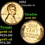 1951 Lincoln Cent 1c Grades Gem+ Proof Red