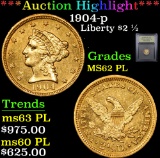 ***Auction Highlight*** 1904-p Gold Liberty Quarter Eagle $2 1/2 Graded Select Unc PL By USCG (fc)