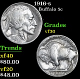 1916-s Buffalo Nickel 5c Grades vf++