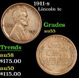 1911-s Lincoln Cent 1c Grades Choice AU