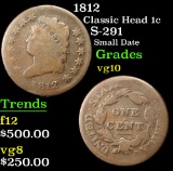1812 Classic Head Large Cent 1c Grades vg+