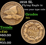 1858 SL Flying Eagle Cent 1c Grades f+