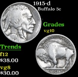 1915-d Buffalo Nickel 5c Grades vg+