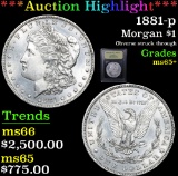 ***Auction Highlight*** 1881-p Morgan Dollar $1 Graded GEM+ Unc By USCG (fc)