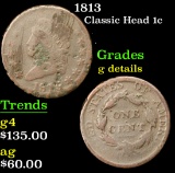 1813 Classic Head Large Cent 1c Grades g details