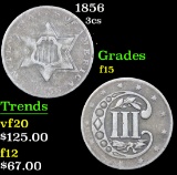 1856 Three Cent Silver 3cs Grades f+