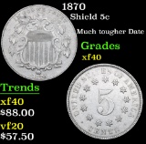 1870 Shield Nickel 5c Grades xf