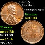 1925-p Lincoln Cent 1c Grades GEM+ Unc RB