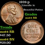 1926-p Lincoln Cent 1c Grades Choice Unc RB