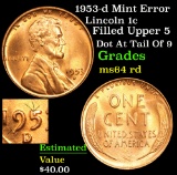 1953-d Mint Error Lincoln Cent 1c Grades Choice Unc RD
