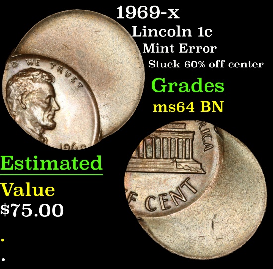 1969-x Lincoln Cent 1c Grades Choice Unc BN