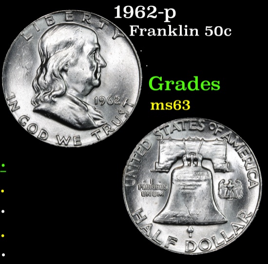 1962-p Franklin Half Dollar 50c Grades Select Unc