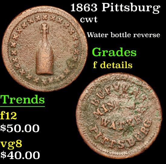 1863 Pittsburg Civil War Token 1c Grades f details