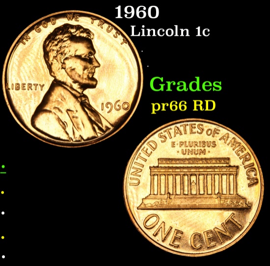 1960 Lincoln Cent 1c Grades Gem+ Proof Red