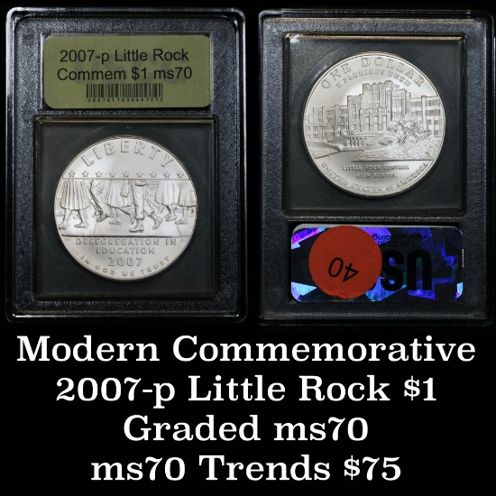 2007-P Little Rock Modern Commem Dollar $1 Graded GEM++ Proof Deep Cameo By USCG