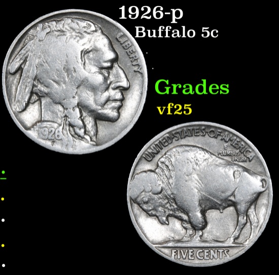 1926-p Buffalo Nickel 5c Grades vf+