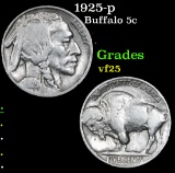 1925-p Buffalo Nickel 5c Grades vf+