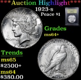 ***Auction Highlight*** 1923-s Peace Dollar $1 Graded Choice+ Unc By USCG (fc)