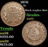 1870 Two Cent Piece 2c Grades Choice AU