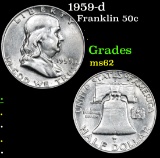 1959-d Franklin Half Dollar 50c Grades Select Unc