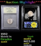 ***Auction Highlight*** 1882 Shield Nickel 5c Graded GEM Unc By USCG (fc)