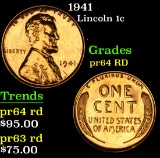 1941 Lincoln Cent 1c Grades Choice Proof Red