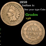 1859 Indian Cent 1c Grades vg, very good