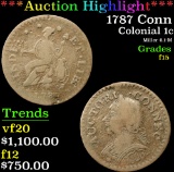 ***Auction Highlight*** 1787 Conn Colonial Cent 1c Graded f+ By USCG (fc)