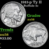 1913-p Ty II Buffalo Nickel 5c Grades Choice AU/BU Slider