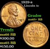 1929-s Lincoln Cent 1c Grades Gem+ Unc RB