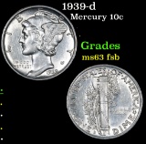 1939-d Mercury Dime 10c Grades Select Unc FSB