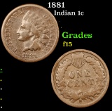1881 Indian Cent 1c Grades f+