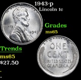 1943-p Lincoln Cent 1c Grades GEM Unc