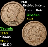 1846 Braided Hair Large Cent 1c Grades vf+