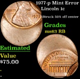 1977-p Mint Error Lincoln Cent 1c Grades Select Unc RB