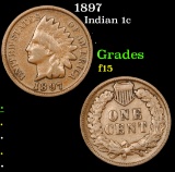 1897 Indian Cent 1c Grades f+