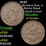 1843 Braided Hair Large Cent 1c Grades xf details