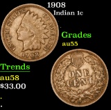 1908 Indian Cent 1c Grades Choice AU