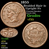 1855 Braided Hair Large Cent 1c Grades vf++