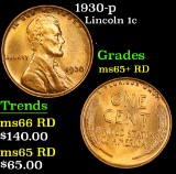 1930-p Lincoln Cent 1c Grades Gem+ Unc RD