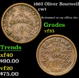 1863 Oliver Boutwell Civil War Token 1c Grades vf++