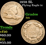 1858 SL Flying Eagle Cent 1c Grades f+