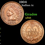 1904 Indian Cent 1c Grades xf+
